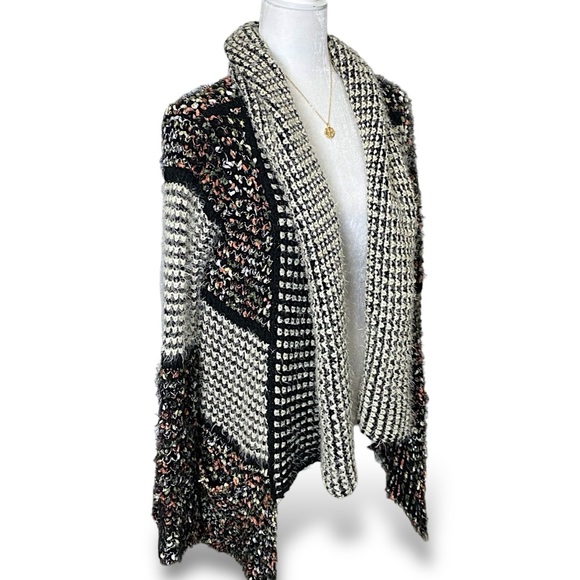 Anthropologie La Fee Verte Boho Eyelash Open Cardigan Shawl Sweater - Picture 7 of 13